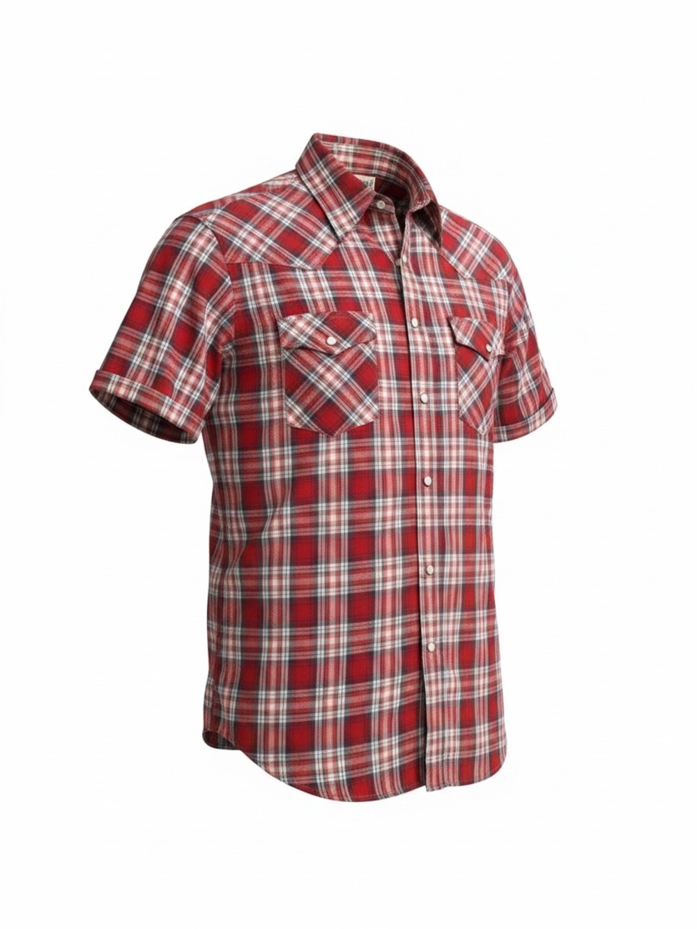 Wrangler Red Plaid Short-Sleeve Button-Down Shirt